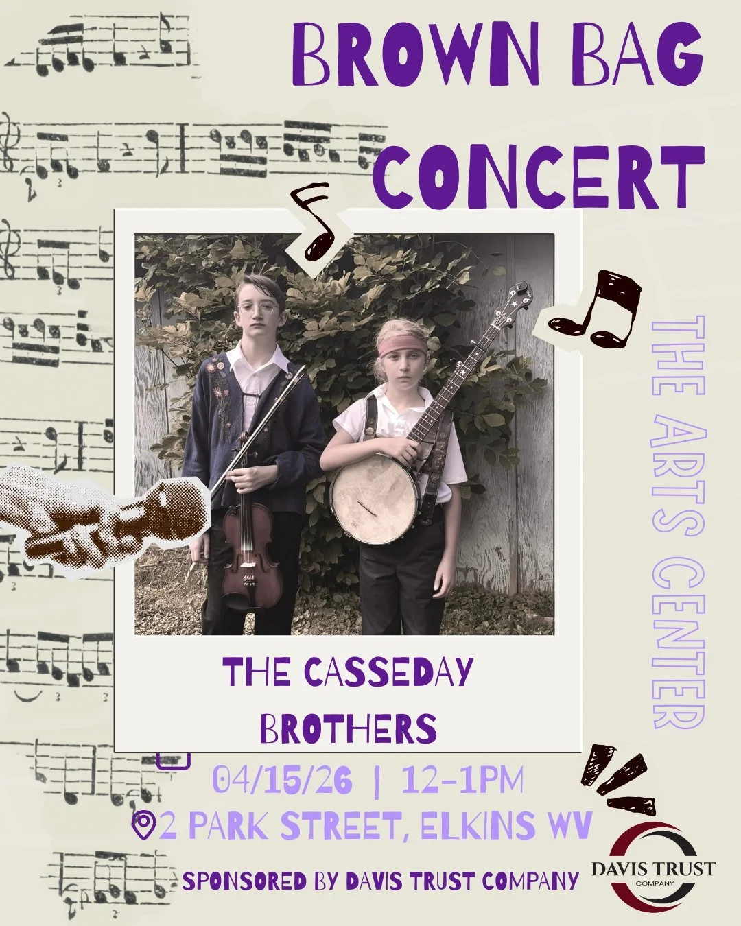 Help us welcome The Casseday Brothers to the stage!🪕✨️🎶 

Vernon and Norman Casseday are budding musicians from Elkins. These brothers have performed for a Helvetia Community Square Dance, the Belington Bakery, and have recently been featured on th