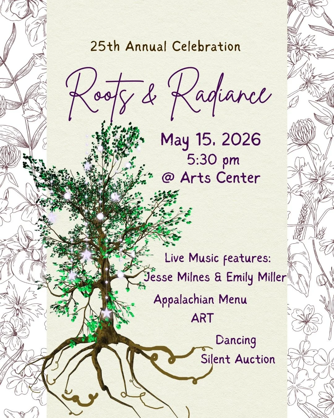 It's Fri-YAY, so we thought we'd announce something special... 👀 

Join us in celebrating 25 years of Arts &amp; Community! ✨️ 

The 25th Annual Celebration: Roots &amp; Radiance is a celebration of a quarter-century-milestone rooting ourselves in t