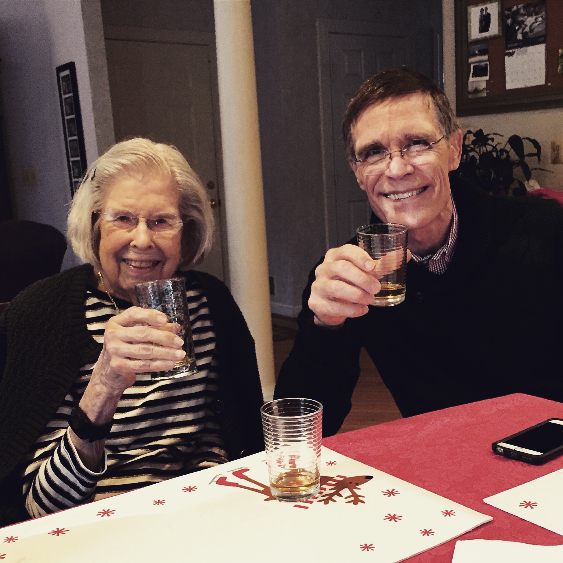 Grandma and Tom during the annual Christmas scotch tasting.
