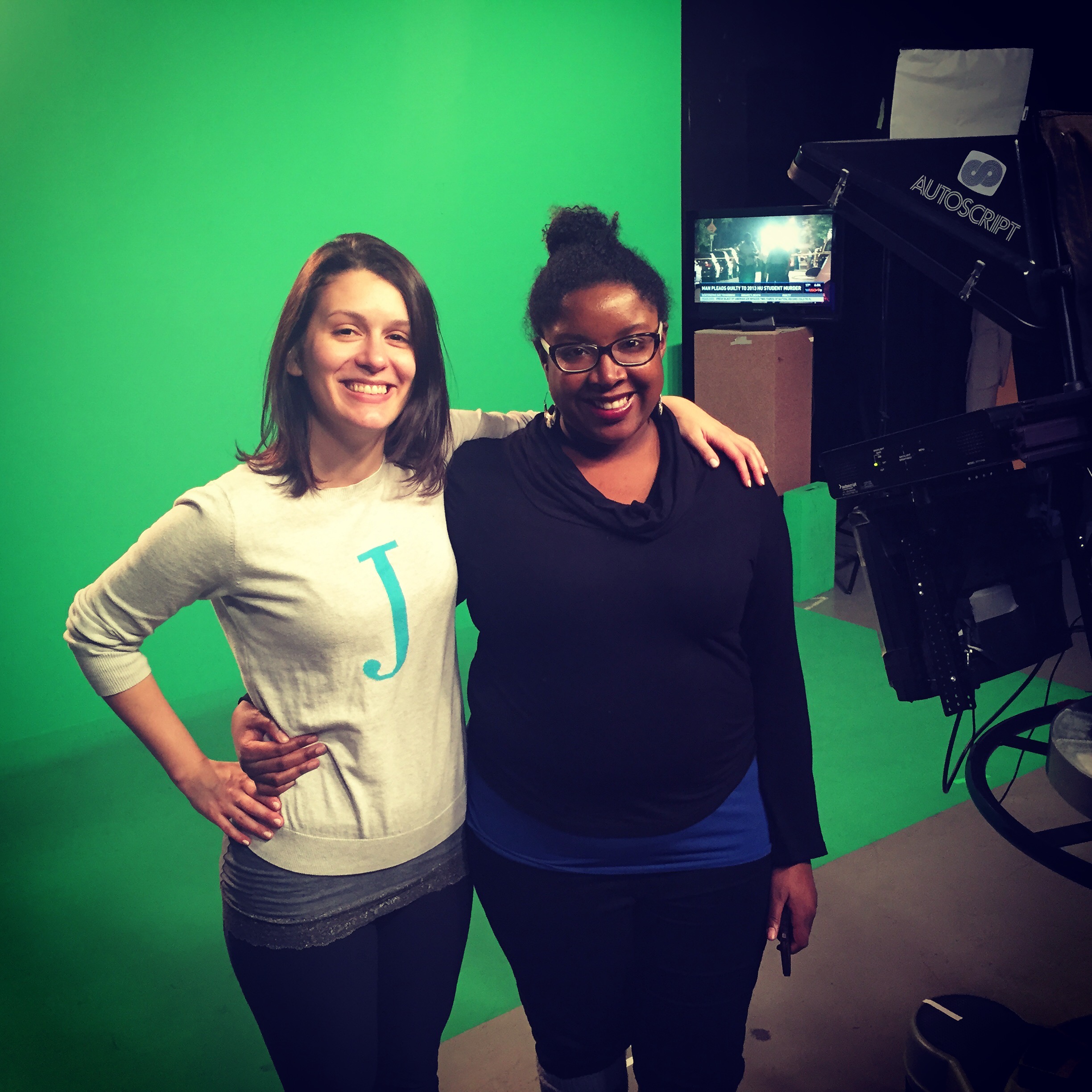We look so happy you can't tell that outside this TV studio it's 12 degrees.