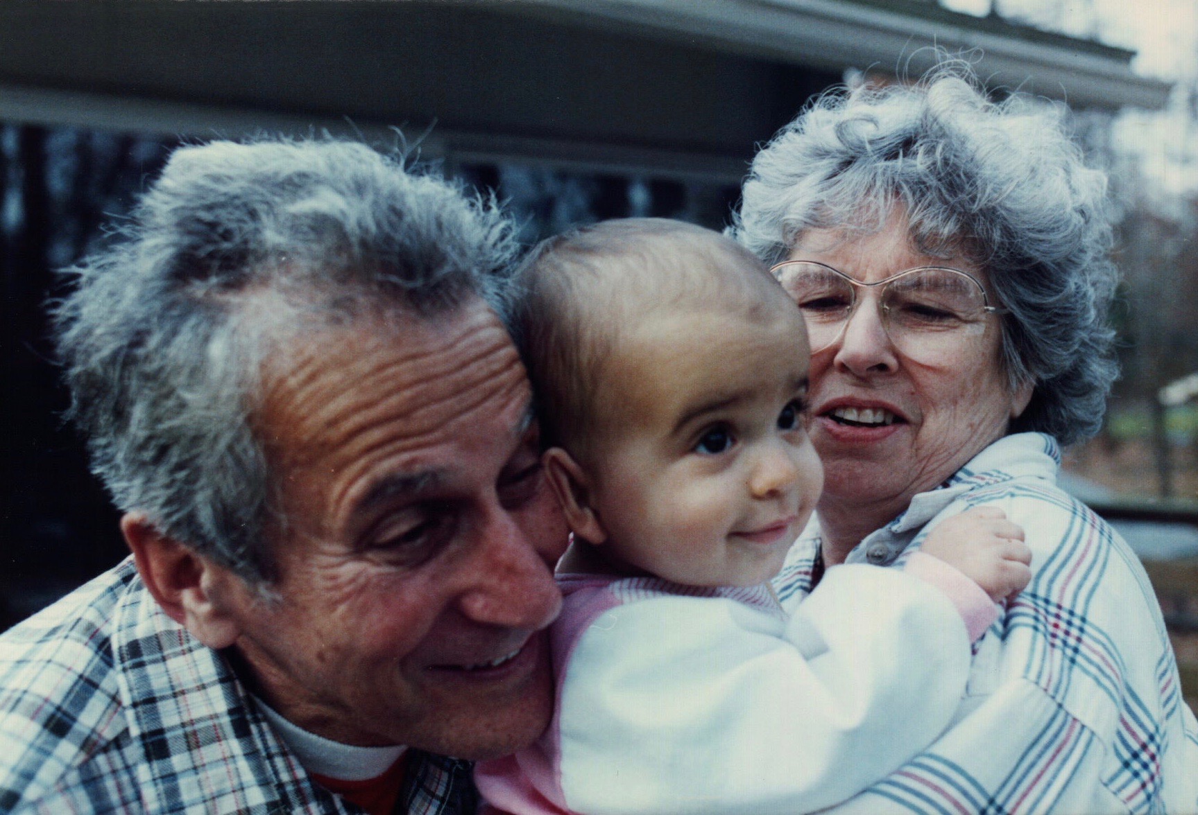 My sister's favorite picture of our grandparents: my grandpa, my sister, and my grandma.