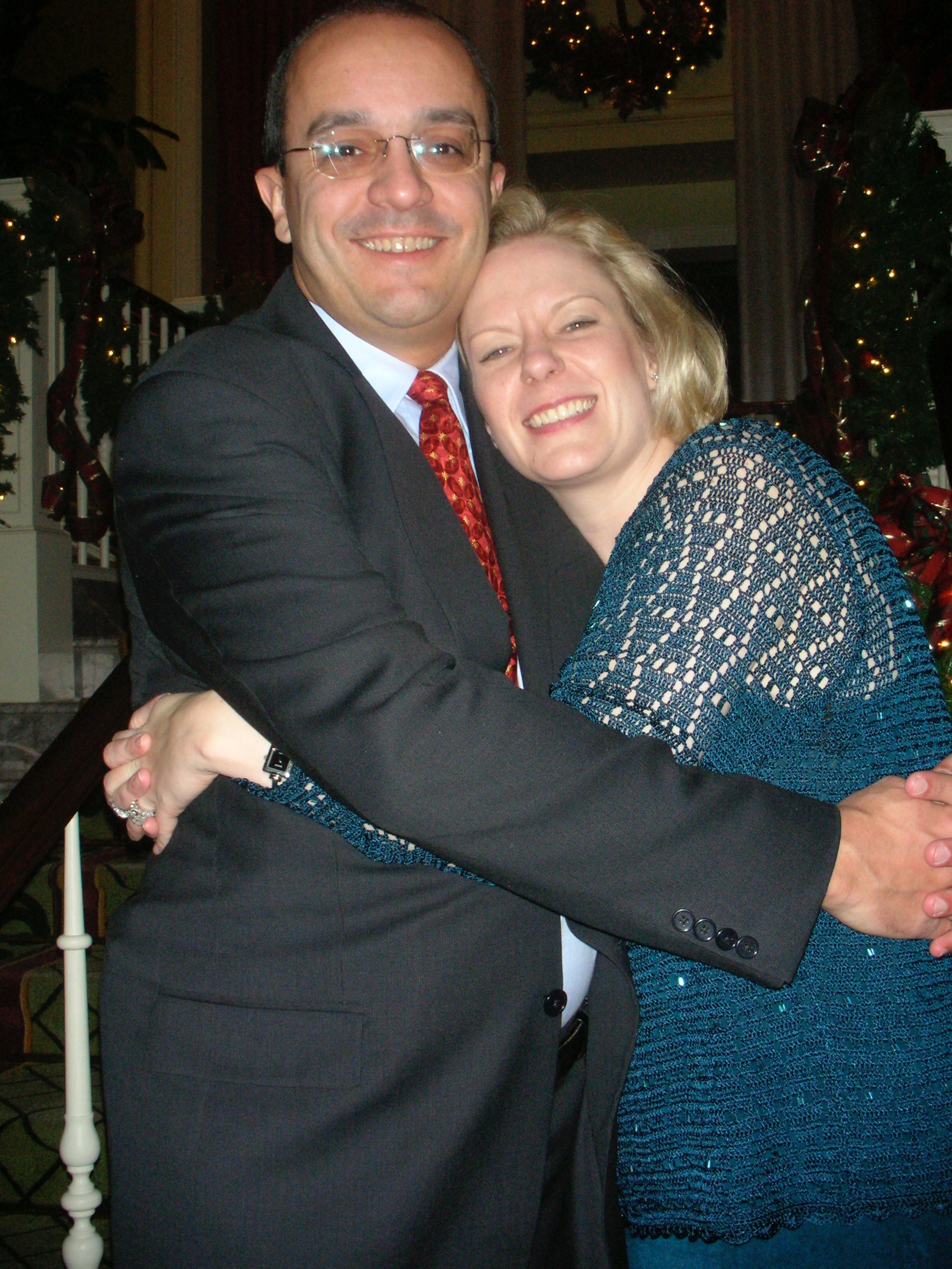 My father and my stepmom Kristen, all cute and everything at Christmastime.