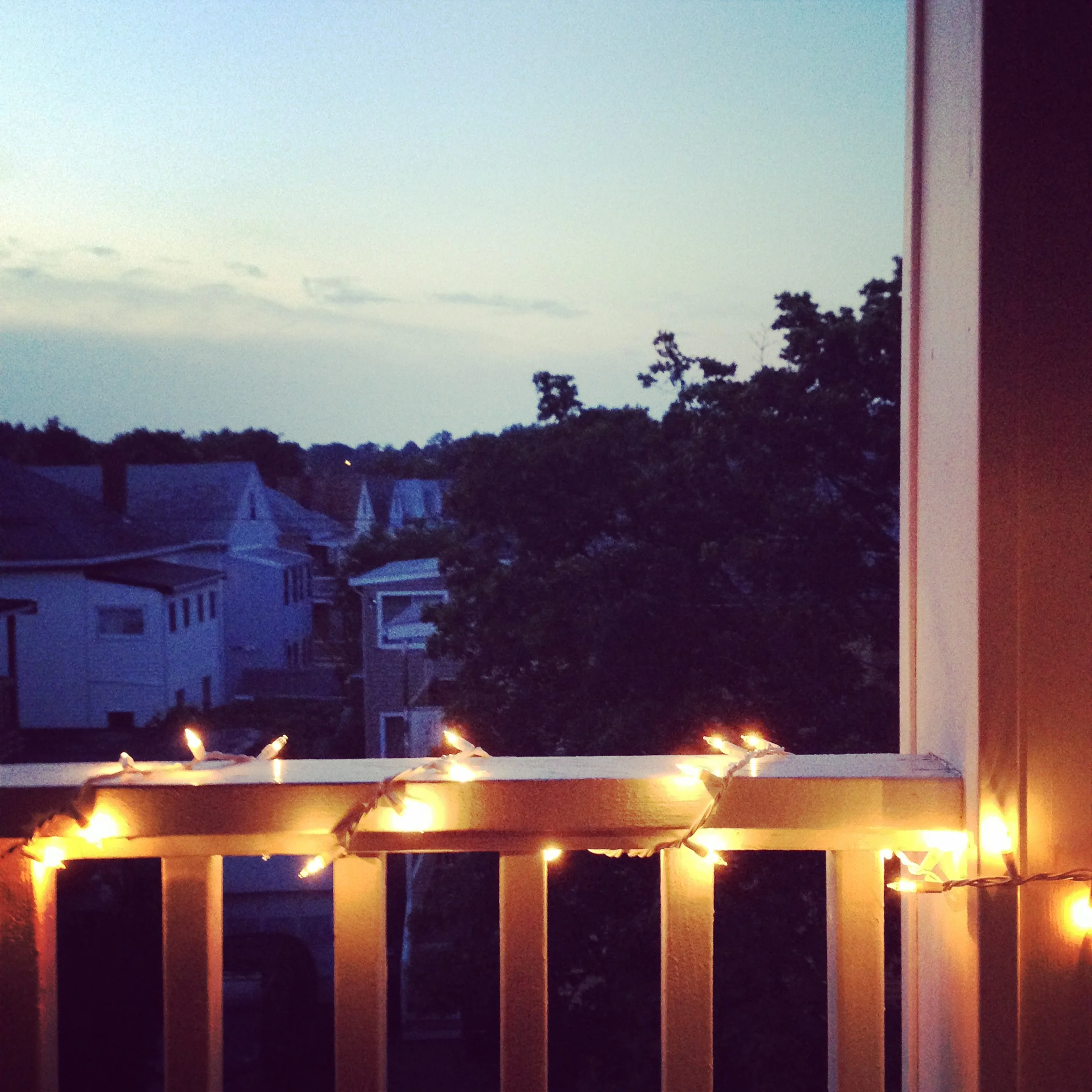 The view from our porch in Somerville, one summer night.