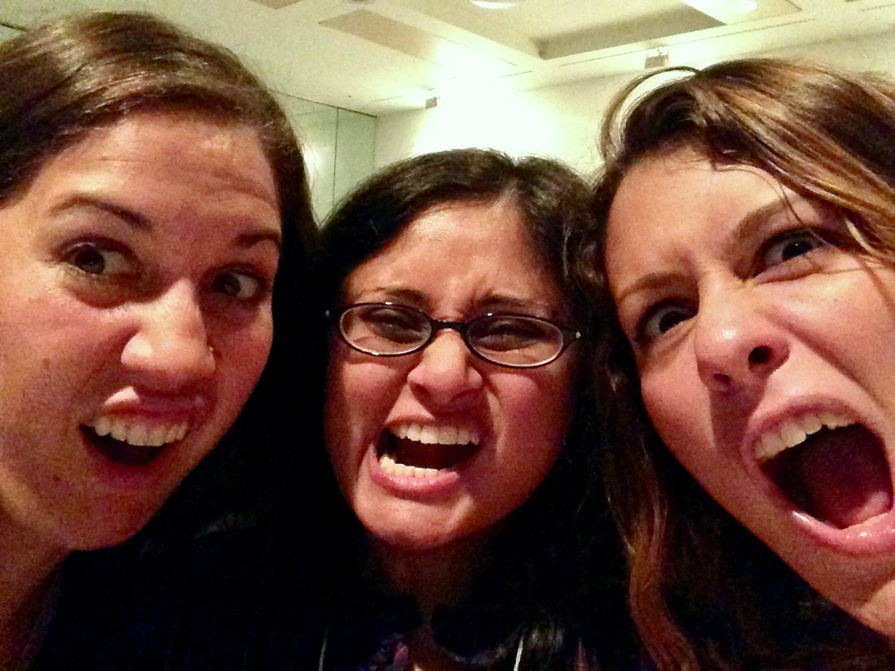 Sarah, Radha, and me at a conference where we were clearly acting very professionally.