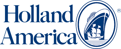 Holland America Line logo with text and a sailing ship illustration enclosed in a circle.