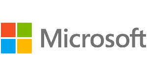 Microsoft logo with four colored squares and the word 'Microsoft' next to it