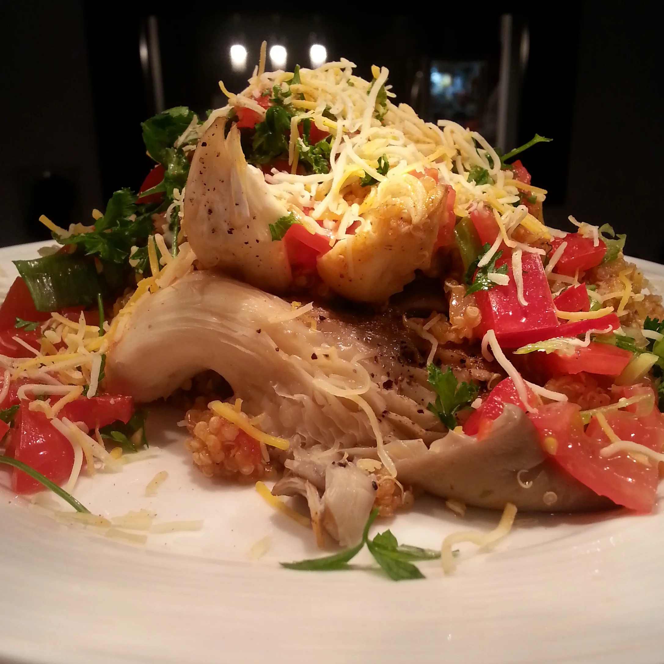 Mexican-Inspired Oyster Mushroom Salad with Quinoa.
