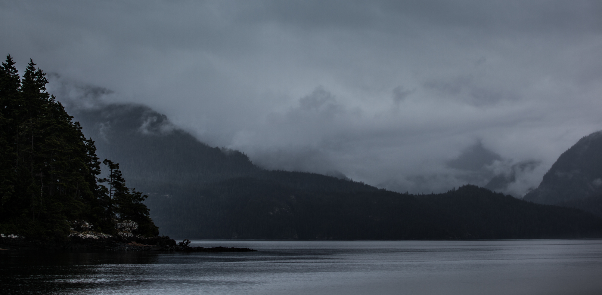 The view from Boat Bay across Johnstone Strait to Robson Bight