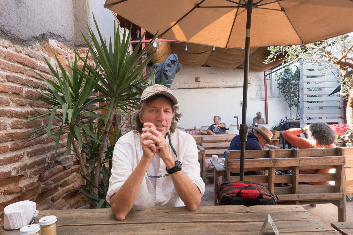 Douglas at Doce Cuarenta, our favorite coffee joint. 