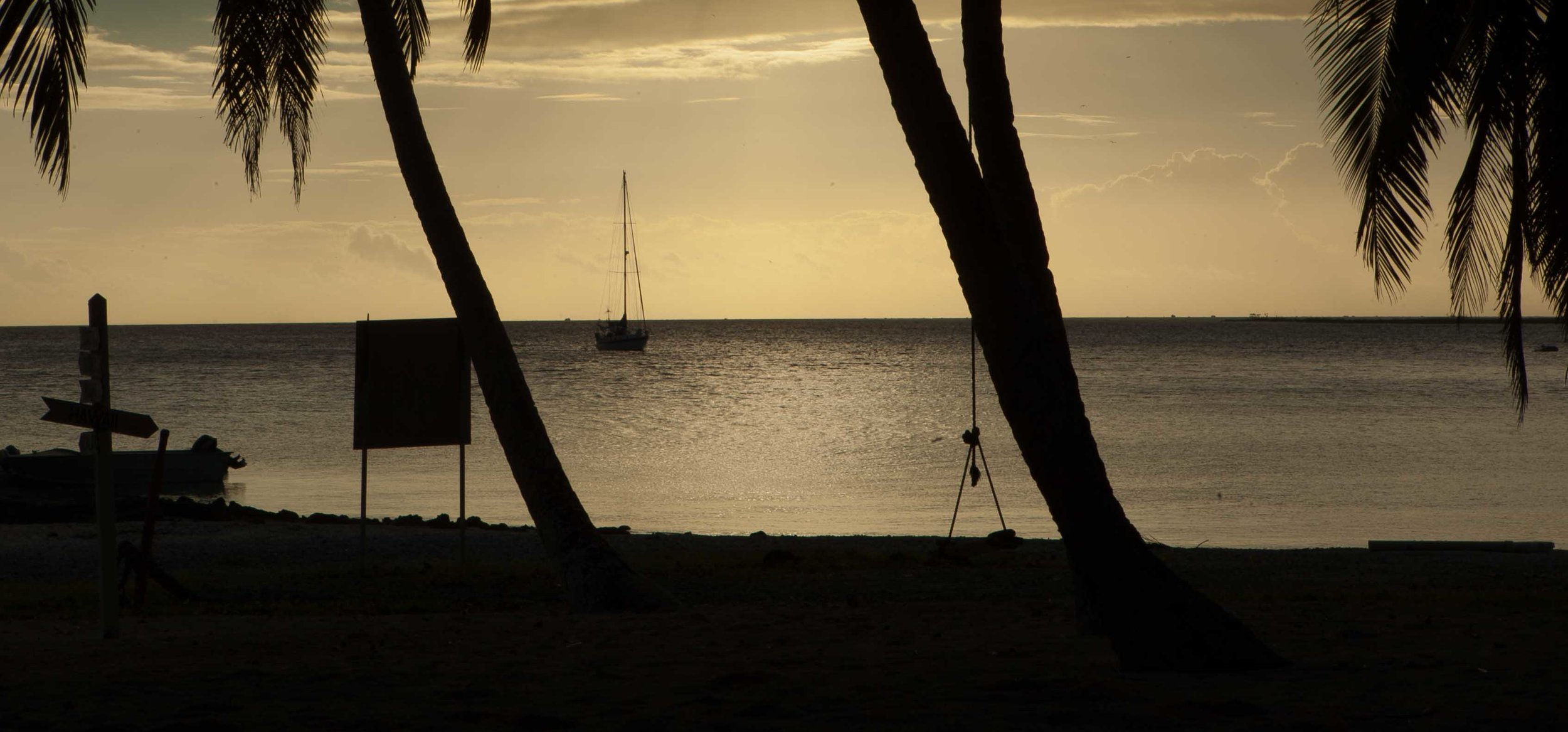 Tumbleweed at anchor, Suwarrow, Cook Islands.