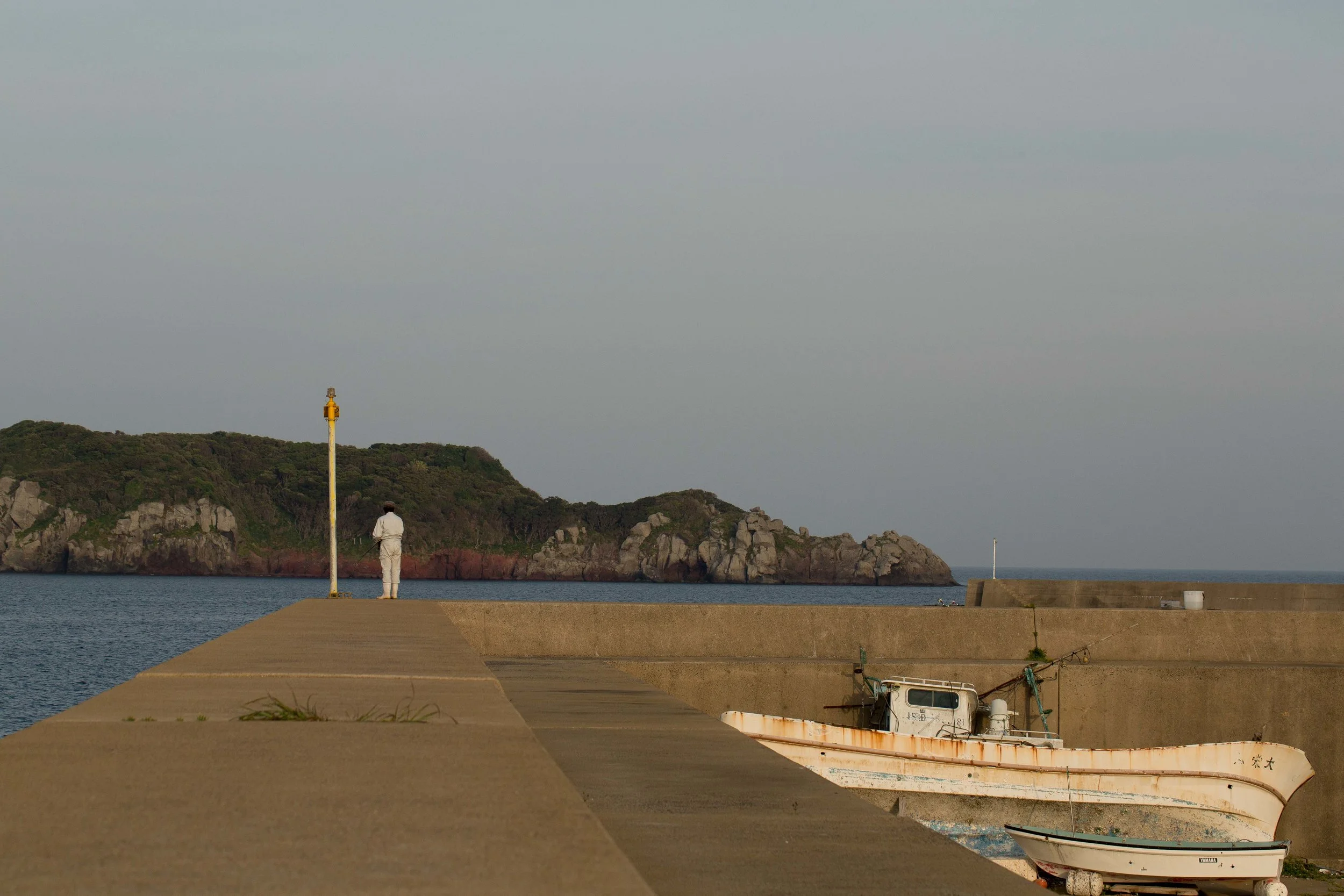 The seawall that shelters the Ukeshima marina