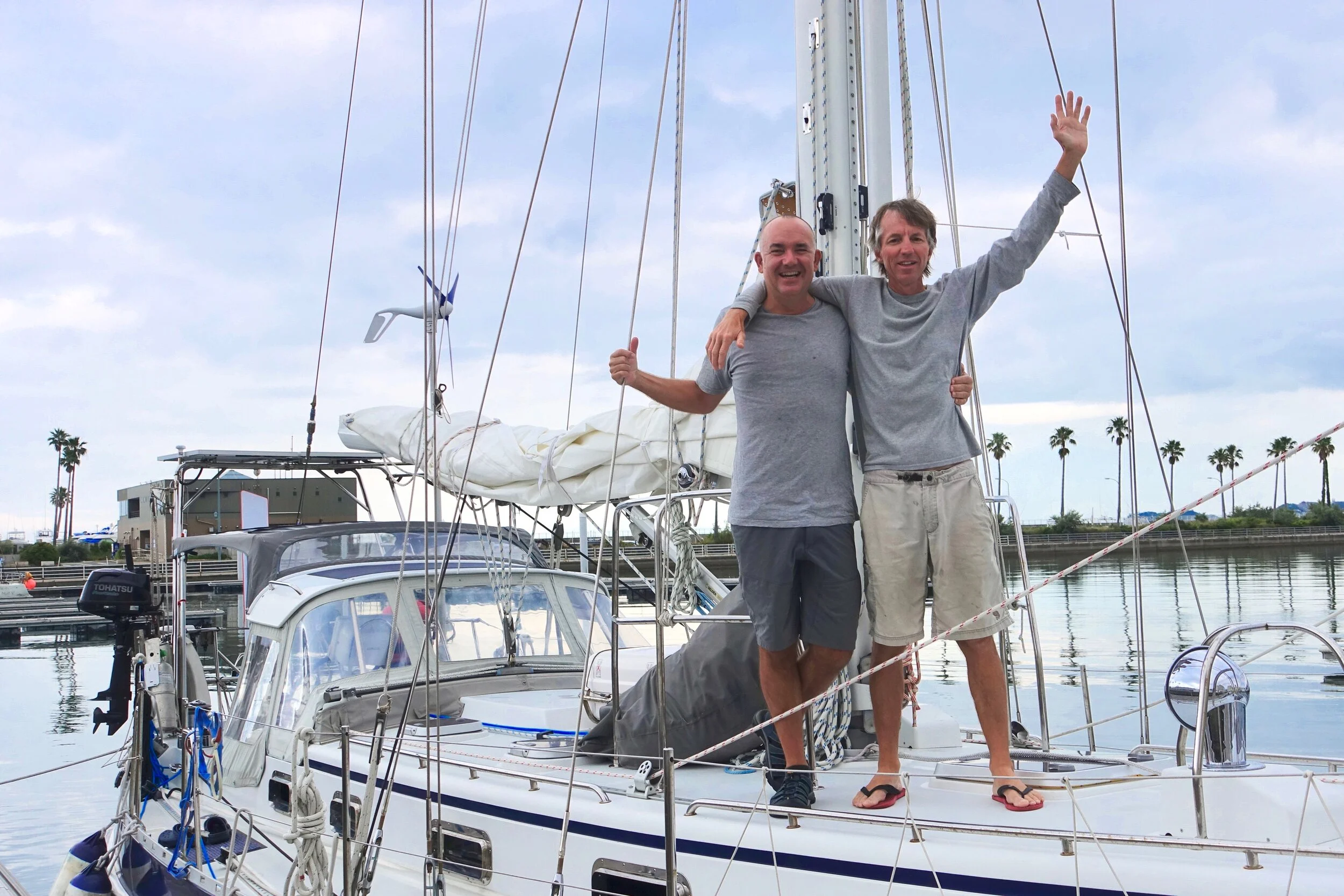 Goodbye Japan! A few minutes later we departed from Wakayama and began our passage to Dutch Harbor. Photo by Bruno Calle of SV Nosy Be.