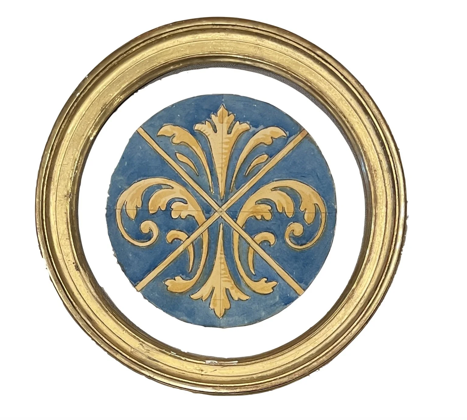 Gilt Round Frame with Circular Watercolor Study