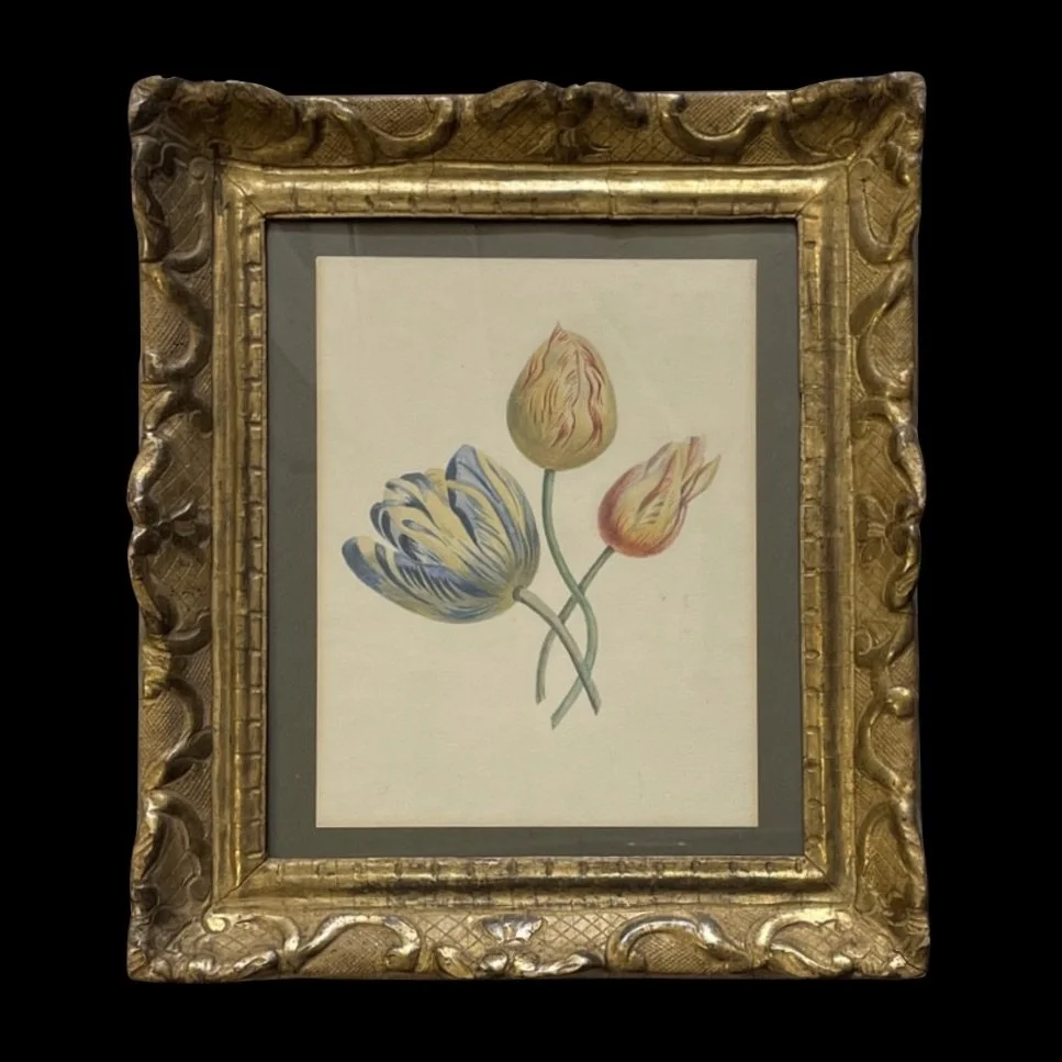 Louis XIV Style frame with 19th c. Watercolor