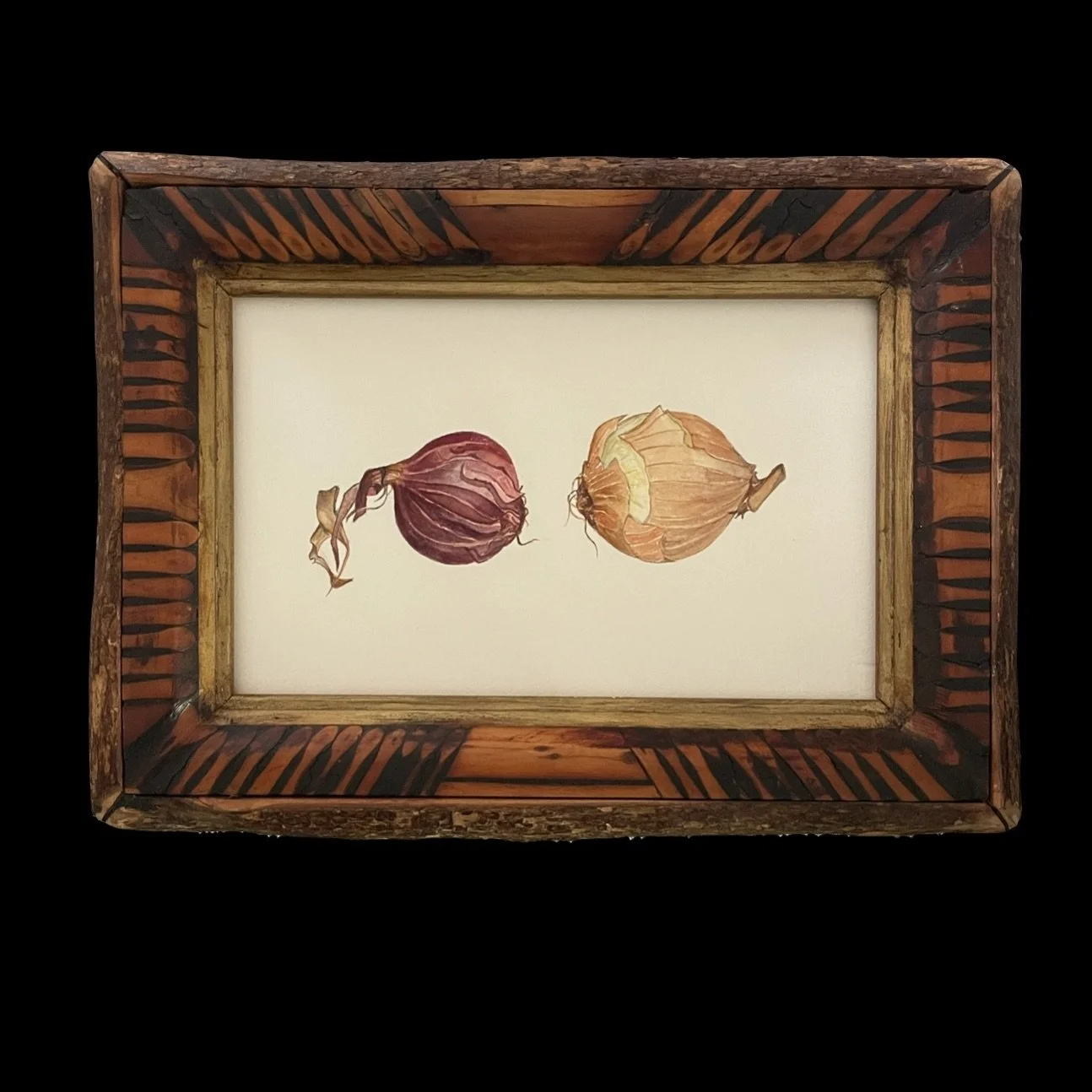 Onions in Primitive Pyrographic Frame