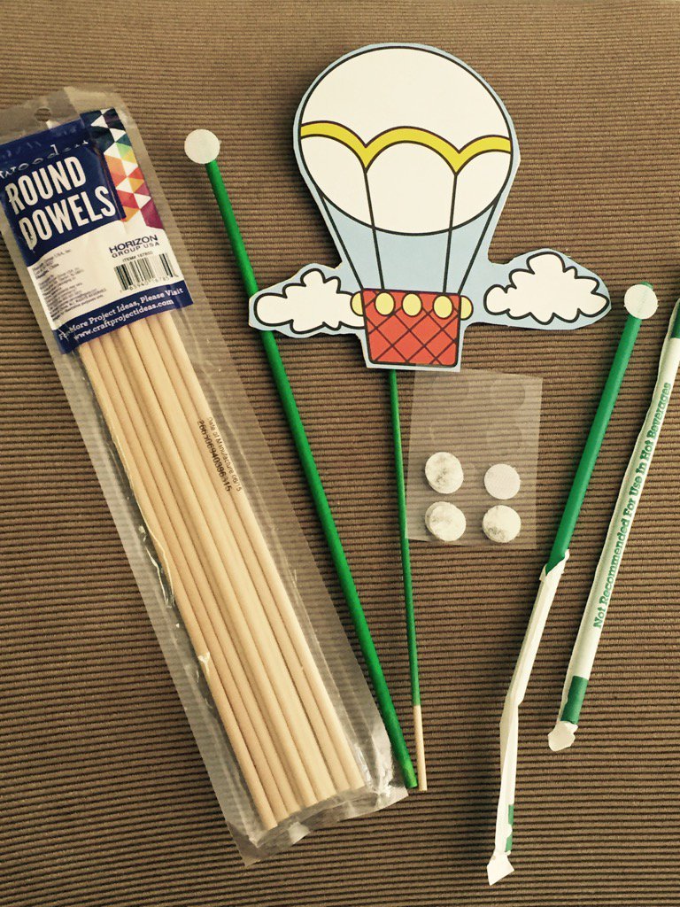 Copy of Velcro dots on wooden dowels or Starbucks straws work great for holding character "props"