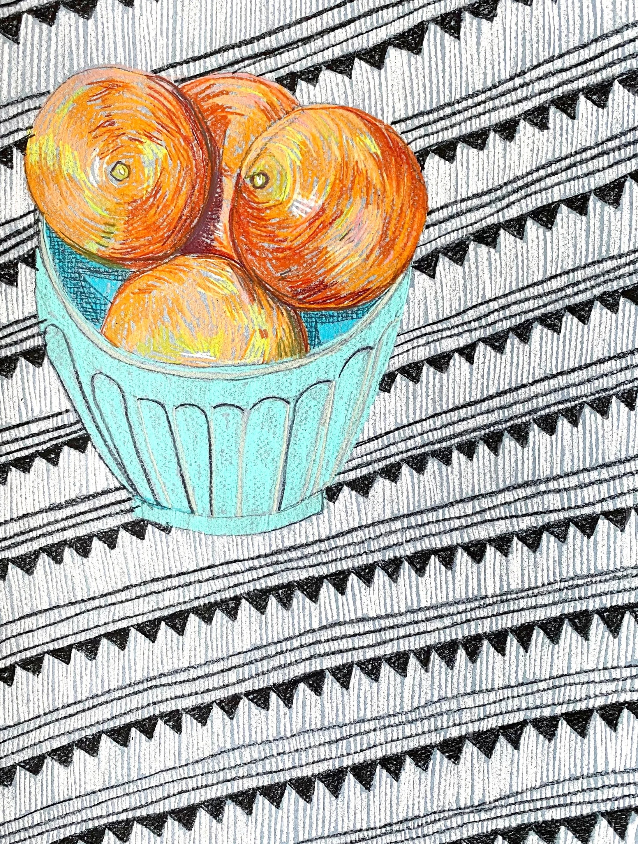 clare halifax "oranges and turquoise bowl study #3"