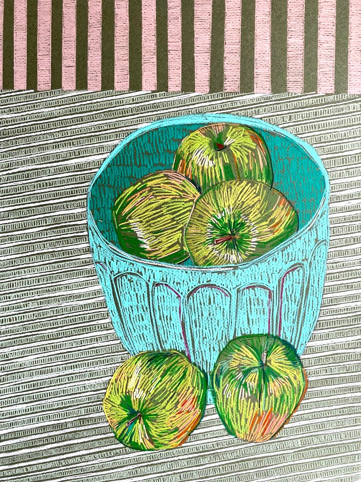 clare halifax "apples and turquoise bowl study #2"