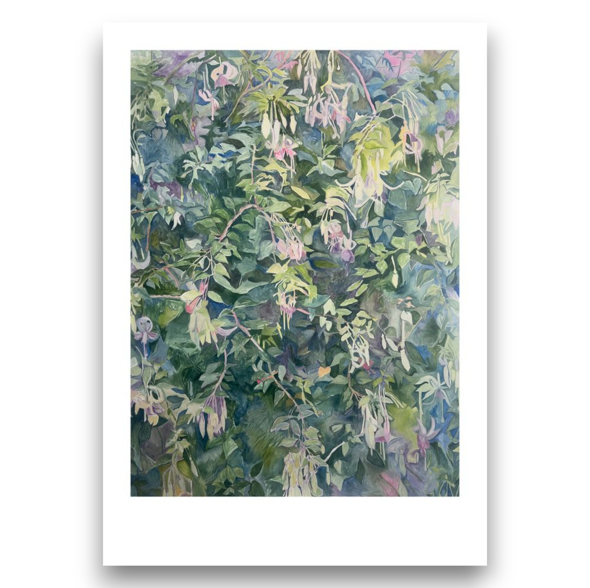 sarah barrett "fuchsia cluster II (mint green  silver leaf)"
