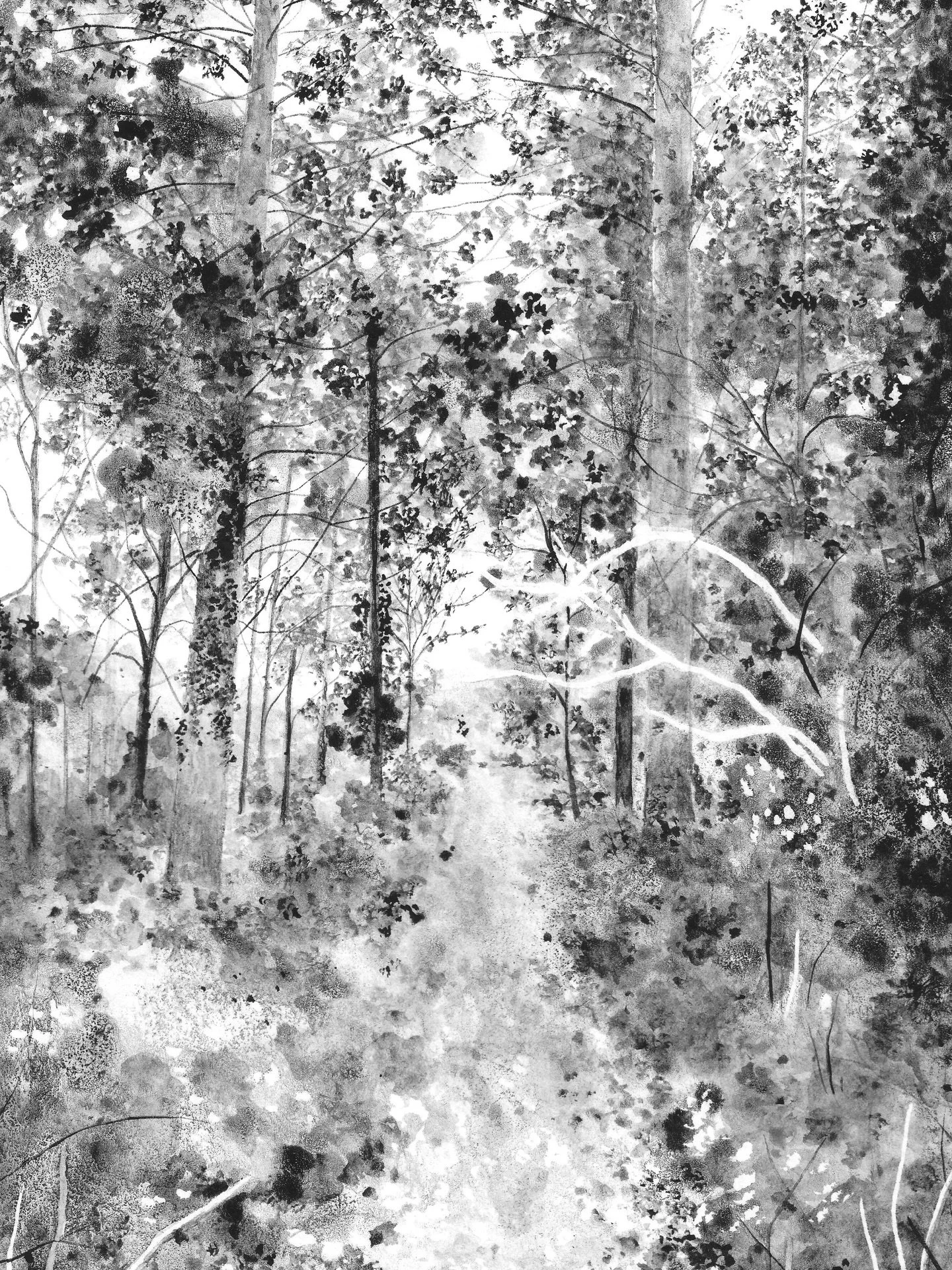 Walking to Cathedral, 15cm x 10.5cm, ink on paper.