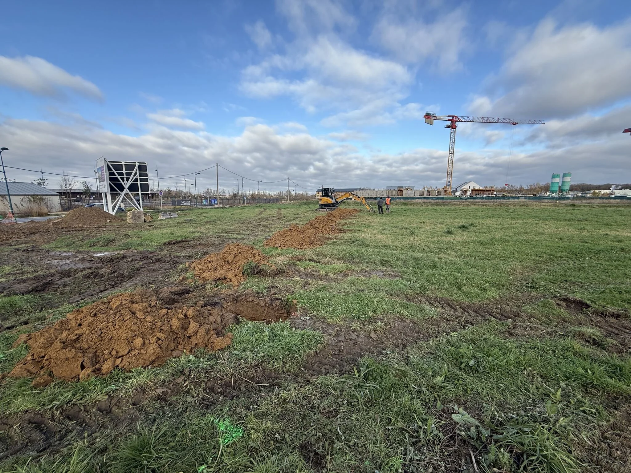 Installation des clotûres de chantier