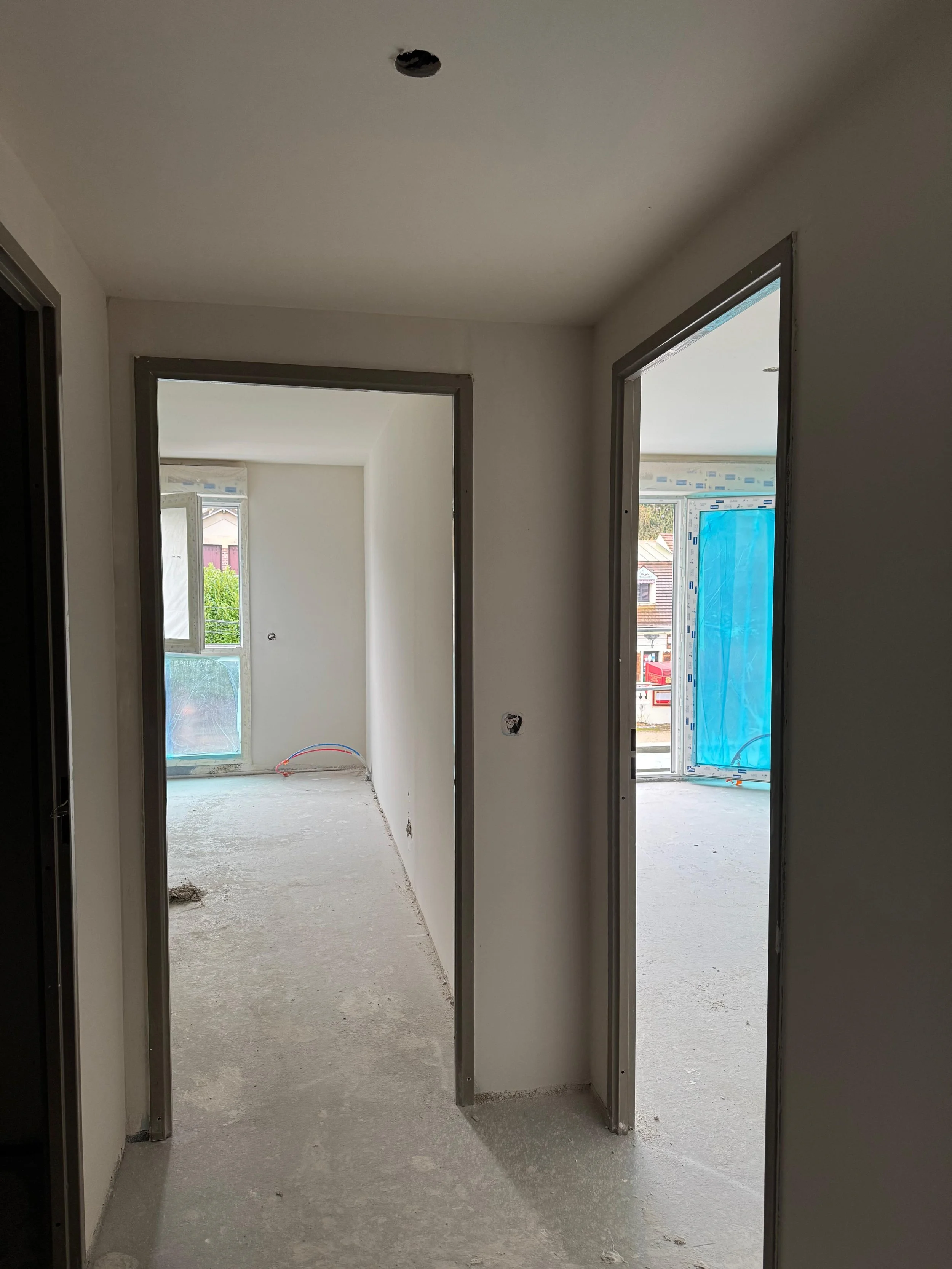 Première couche d'enduit