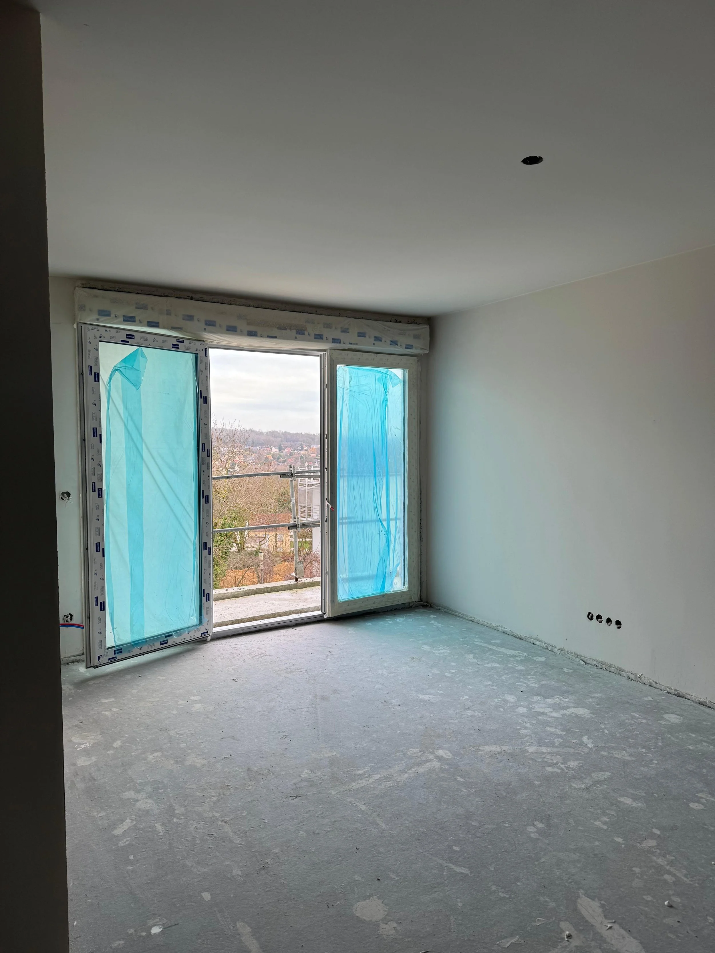 Première couche d'enduit