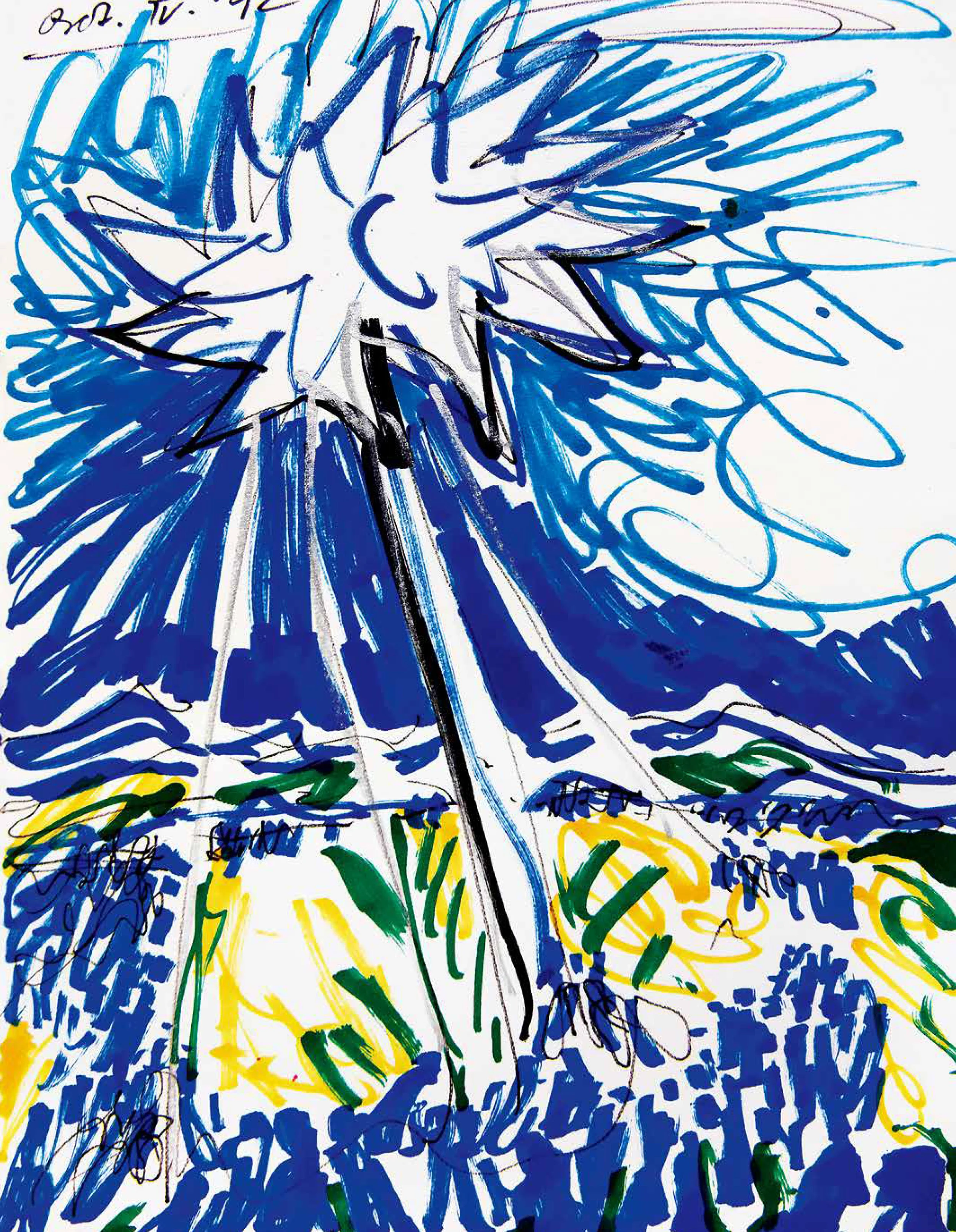 Otto Piene, inflatable sculpture marker drawing, 1992?