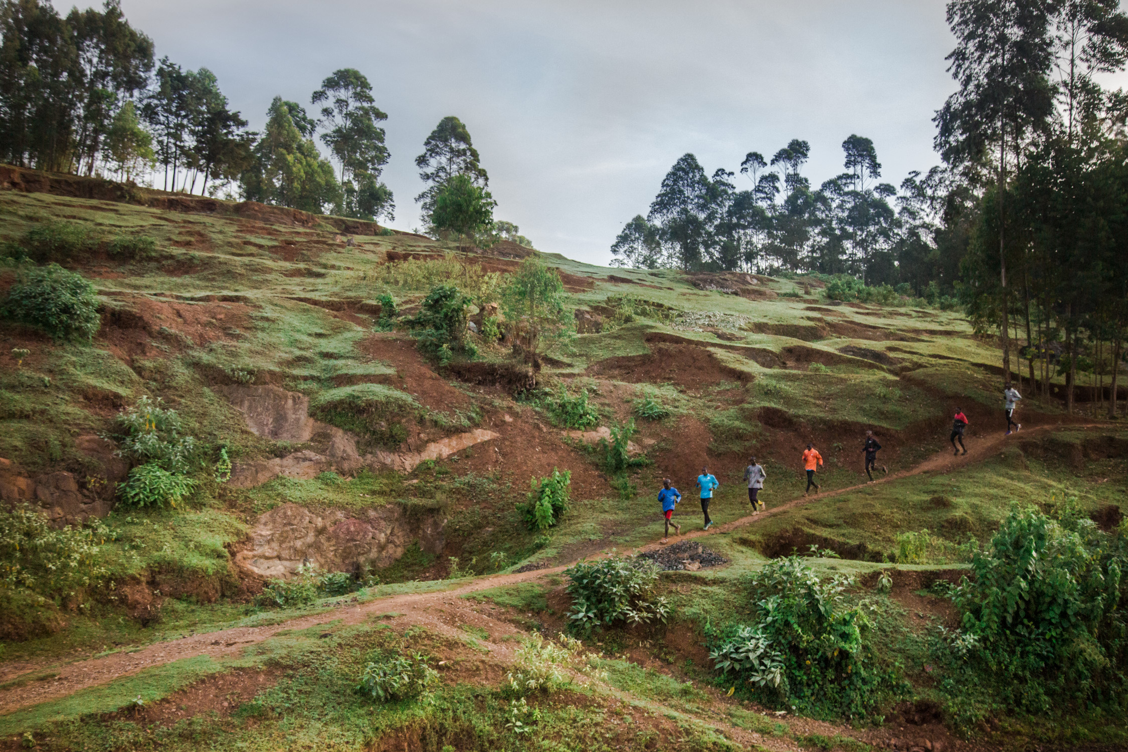 Paul Koech’s team training in the highland of the Rift Valley in Kenya.