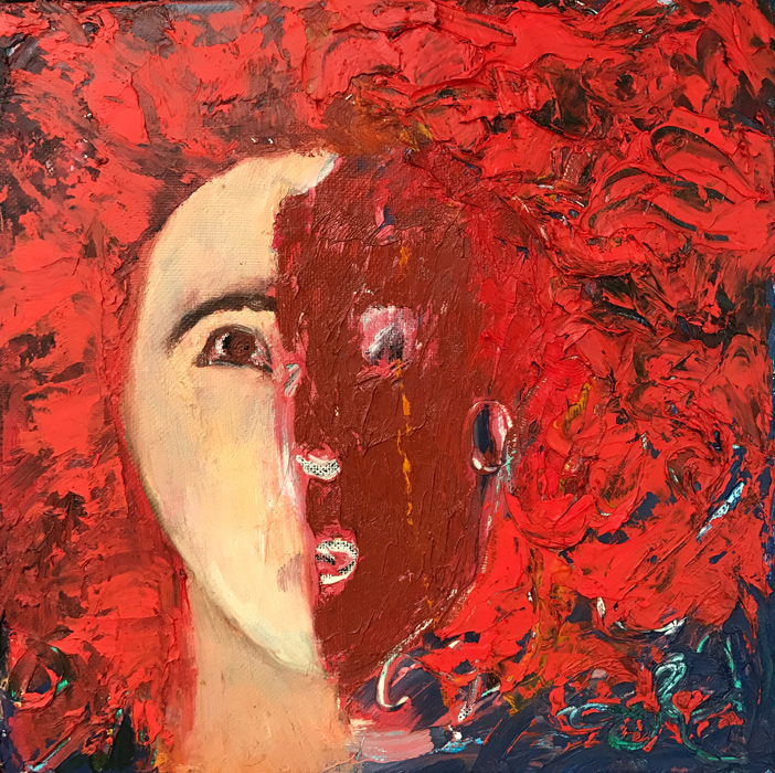 Face with Mask, 2016, oil on canvas, 30 x 30cm