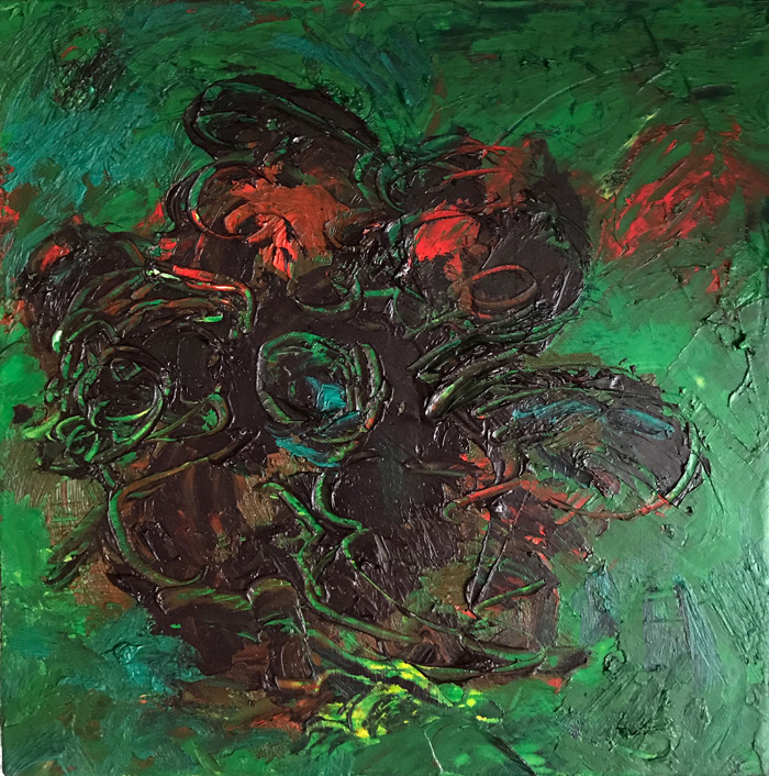Green Flower, 2016, oil on linen, 30 cm x 30 cm