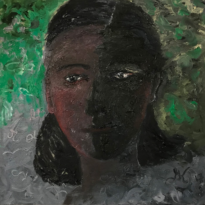 Justine, 2017, oil on linen, 50 cm x 50 cm