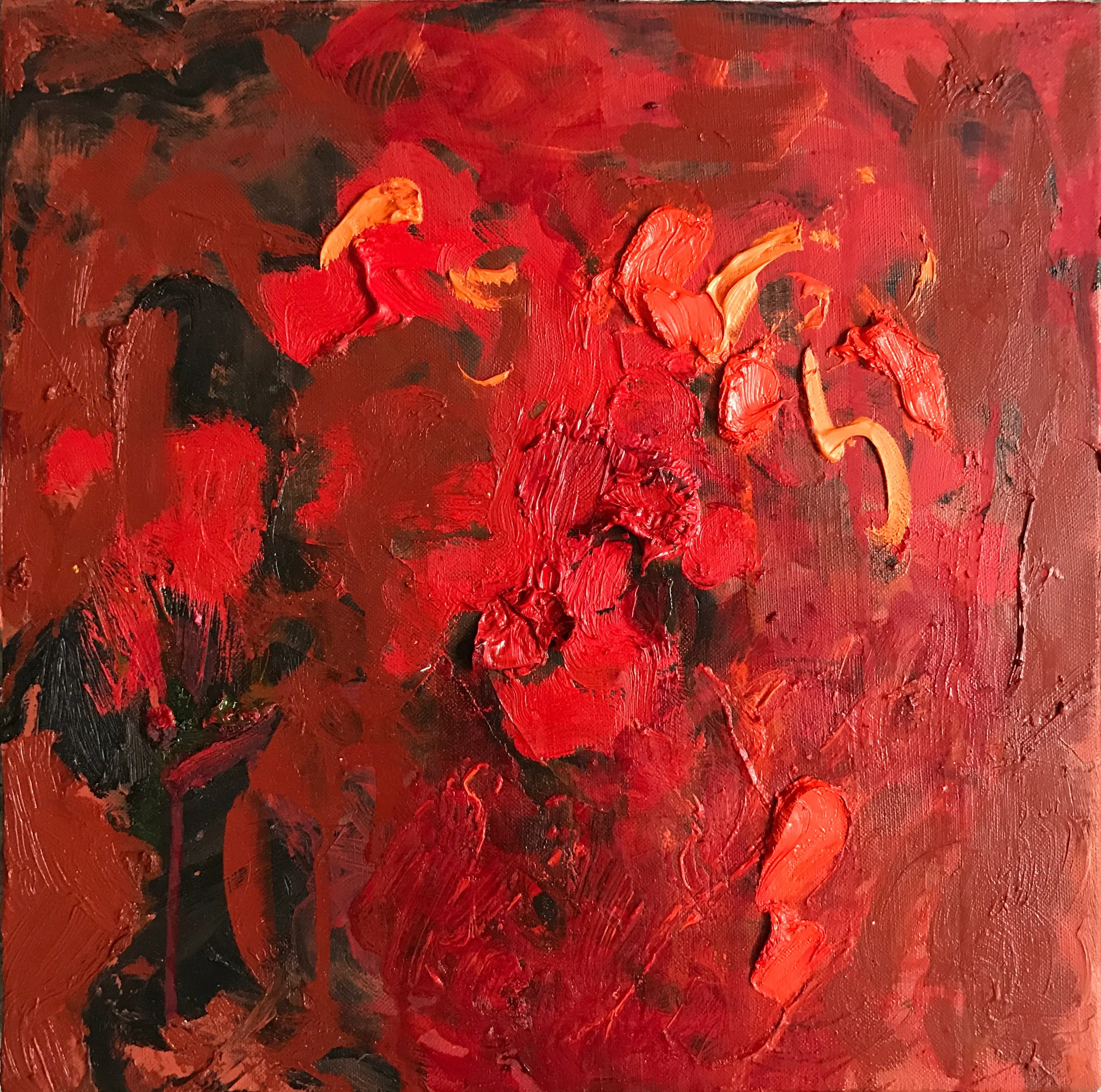 Swimming in Red, 2015 - 2016, oil on linen 30 cm x 30 cm