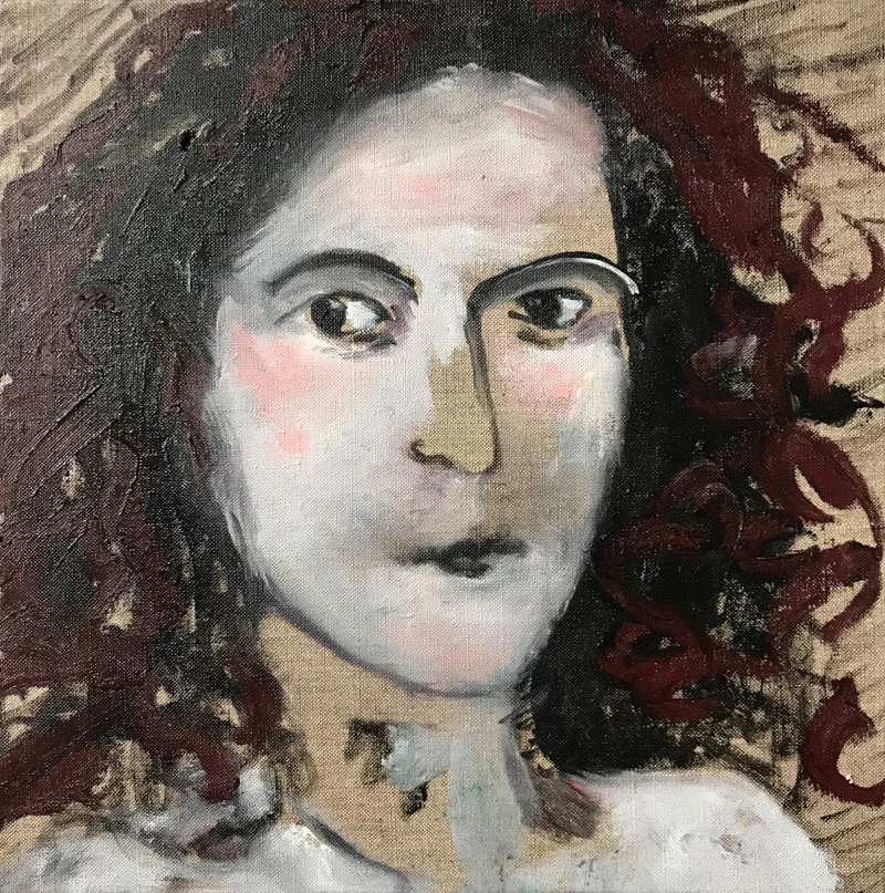Self Portrait with Son and Queen, 2018, oil on linen, 30 cm x 30 cm