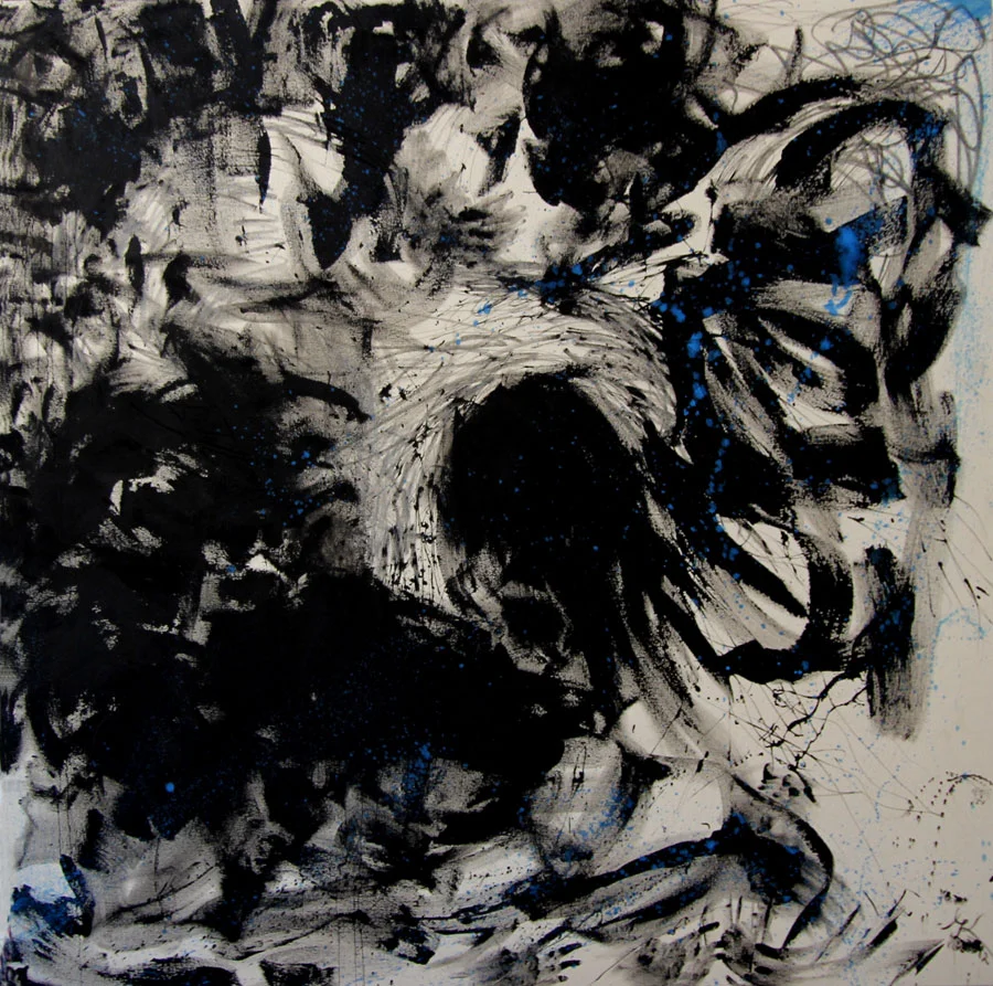 Painting Woman, 2012 - 14, black gesso and oil paint on canvas, 170 cm x 170 cm