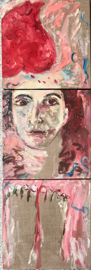Time Regression, I at My Father’s Death, triptych, 2019, 30 cm x 30 cm x 3