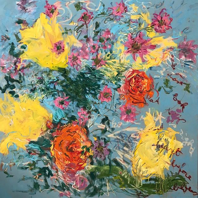 #flowers painted in May 2019 (170 cm x 170 cm) #blue #contemporaryart #womenartists #painterly #spring #londonartscene #artistoninstagram #curator #artcurator #contemporaryartcurator #artcollector #flowersinart