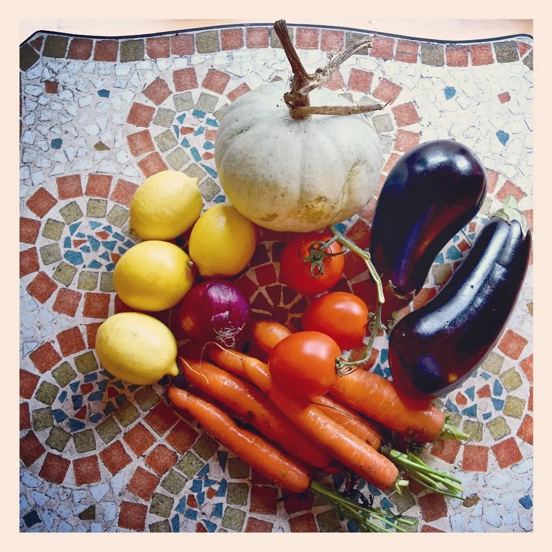 Sunshine soup and market veggies