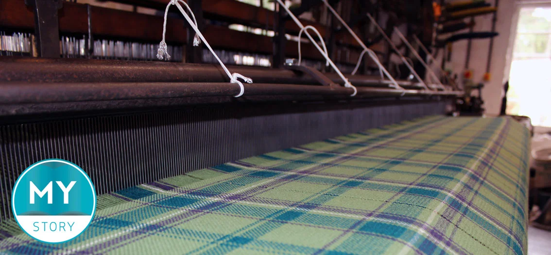 Beechgrove Garden Tartan in the loom at Knockando Woolmill