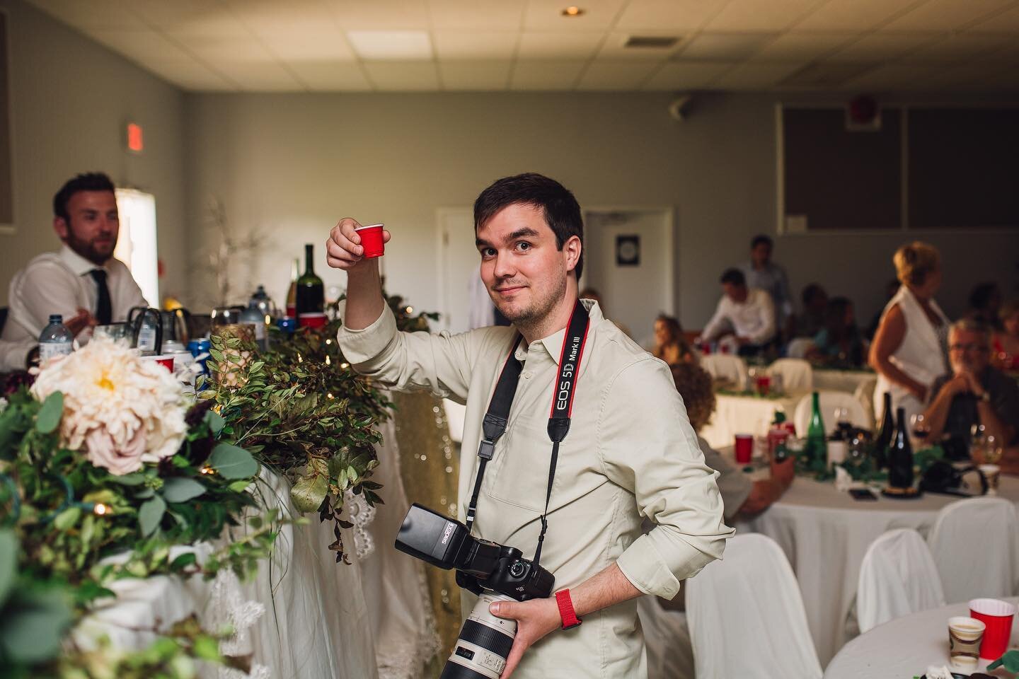 We are generally quite professional when shooting, but when the bride and groom insist&hellip;. #yolo #dopeoplestilluseyolo #yegphotographer #weddings #photographerscanbefuntoo #canon #behindthescenes #alberta #fireball