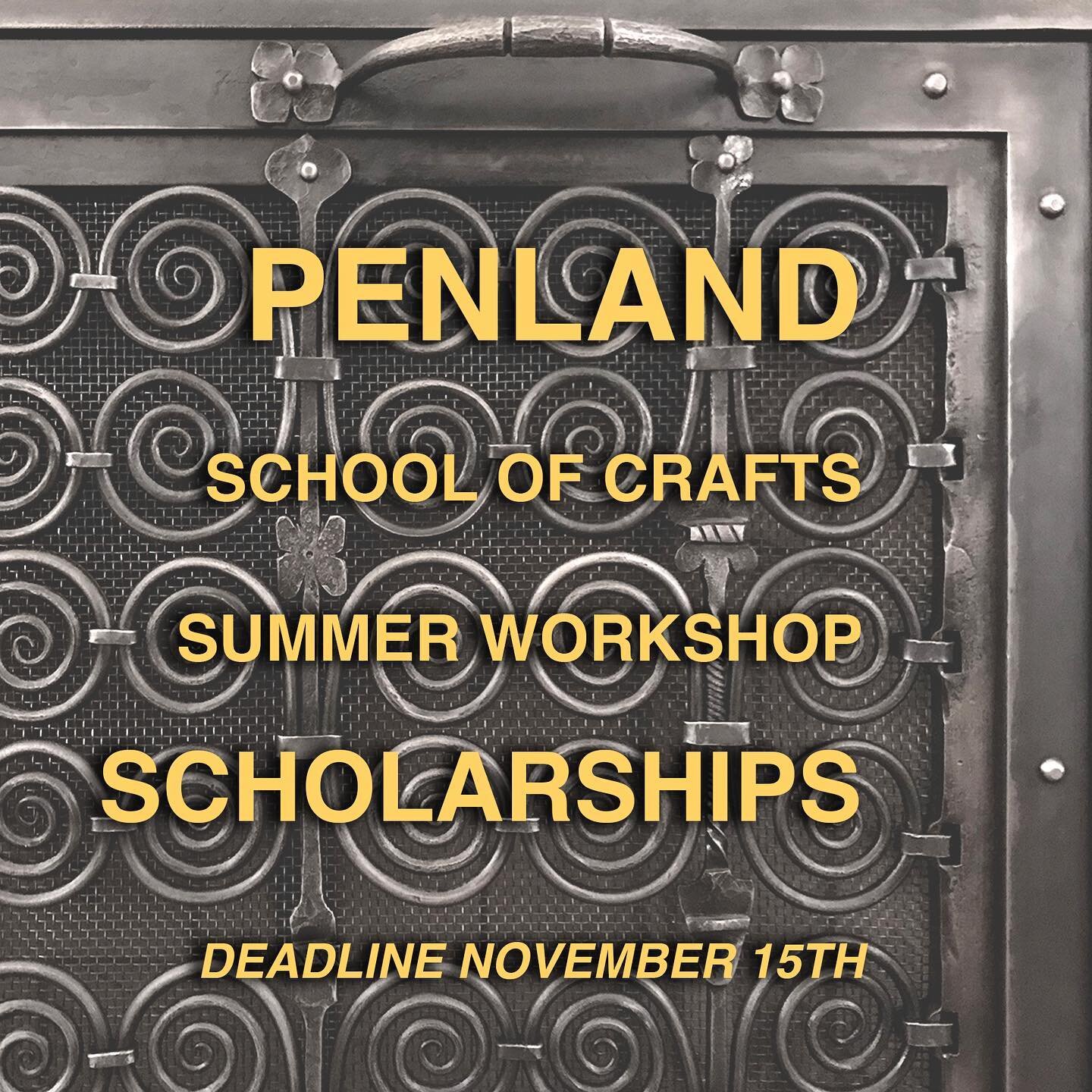Just over a week left to apply for a scholarship for a summer workshop at Penland School of Crafts. Amy and Gabriel will be teaching a class in the iron studio during session 7, August 11-16th, 2024. 

&ldquo;A Love Letter to Grilles&rdquo; will expl