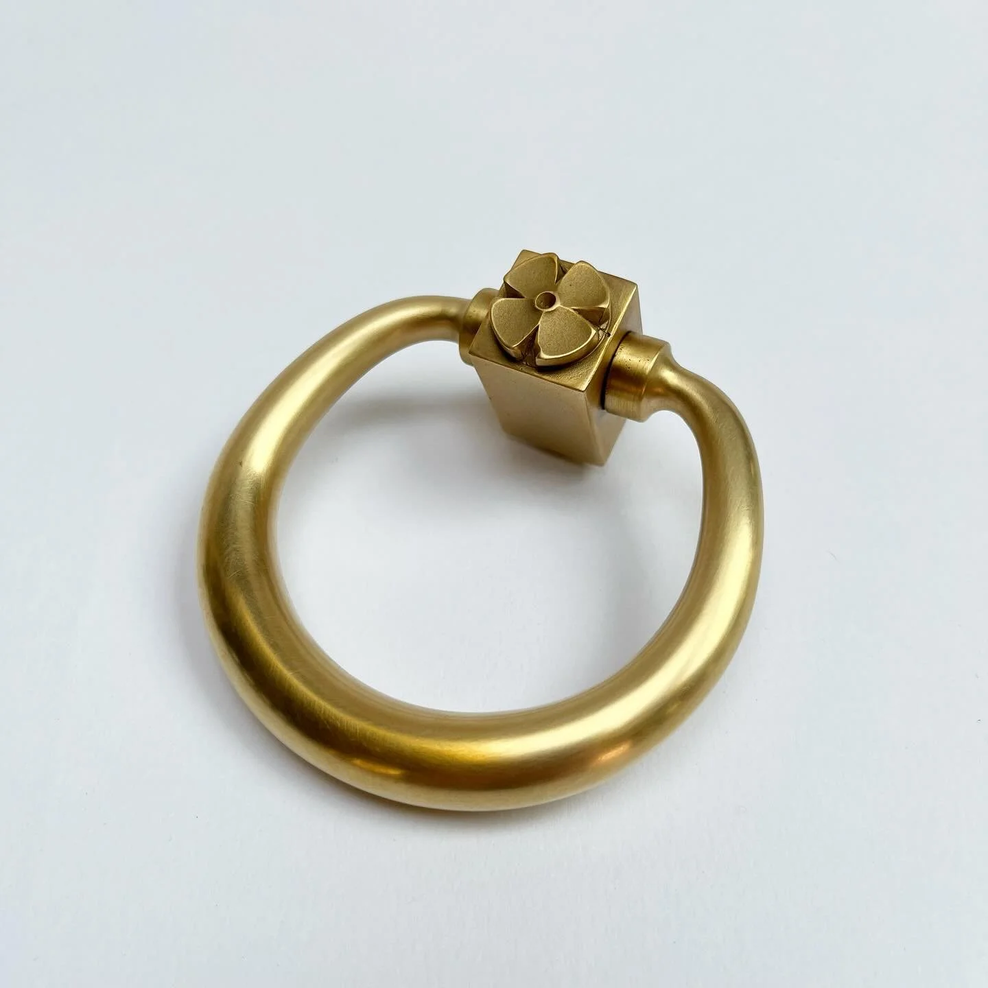 Happy to share this forged and machined brass hardware from a recently completed door project. Today the pull ring is a less common handle form, but at one time it was more common than the knob or lever. It adds a certain amount of visual presence be