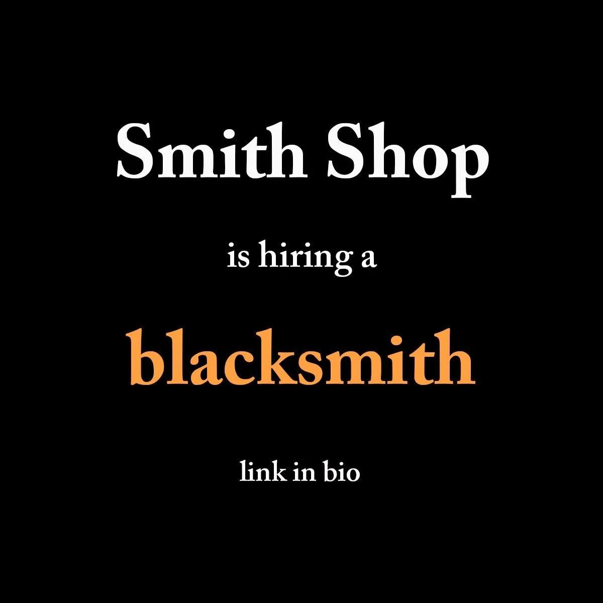 Are you obsessed with traditional ironwork? We have a job for you. 

Smith Shop is hiring a blacksmith. We have some pretty exceptional projects in the shop and in the job queue. Spare no expense firescreens, a traditional Georgian portal gate, raili