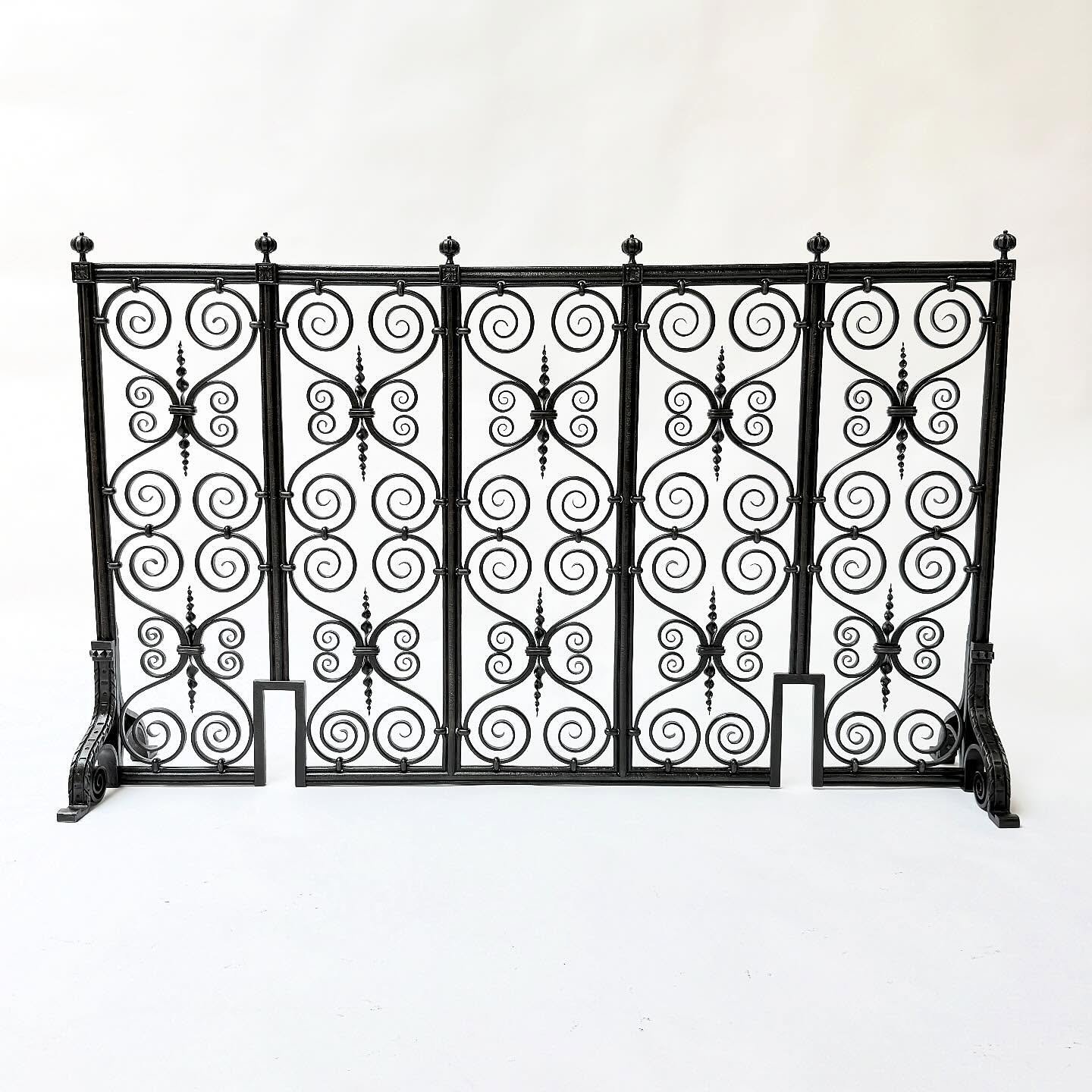 Recently completed firescreen for the @gpwarmemorial . This first of three screens is for their dining room. Inspired by the heavily carved Italian renaissance mantle and the breath taking if somewhat bizarre EF Caldwell andirons, the firescreen slip