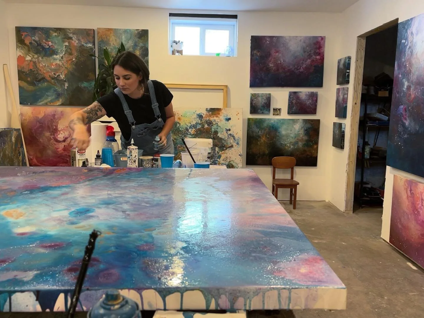 READ DIS 👇👇👇👇 
I&rsquo;m Working on a this large 48&rdquo;x48&rdquo; painting for an upcoming group exhibit for the @saugertiesarttour I&rsquo;m really tempted to try something new- What do you think should I break through to a new Barrier???? I 