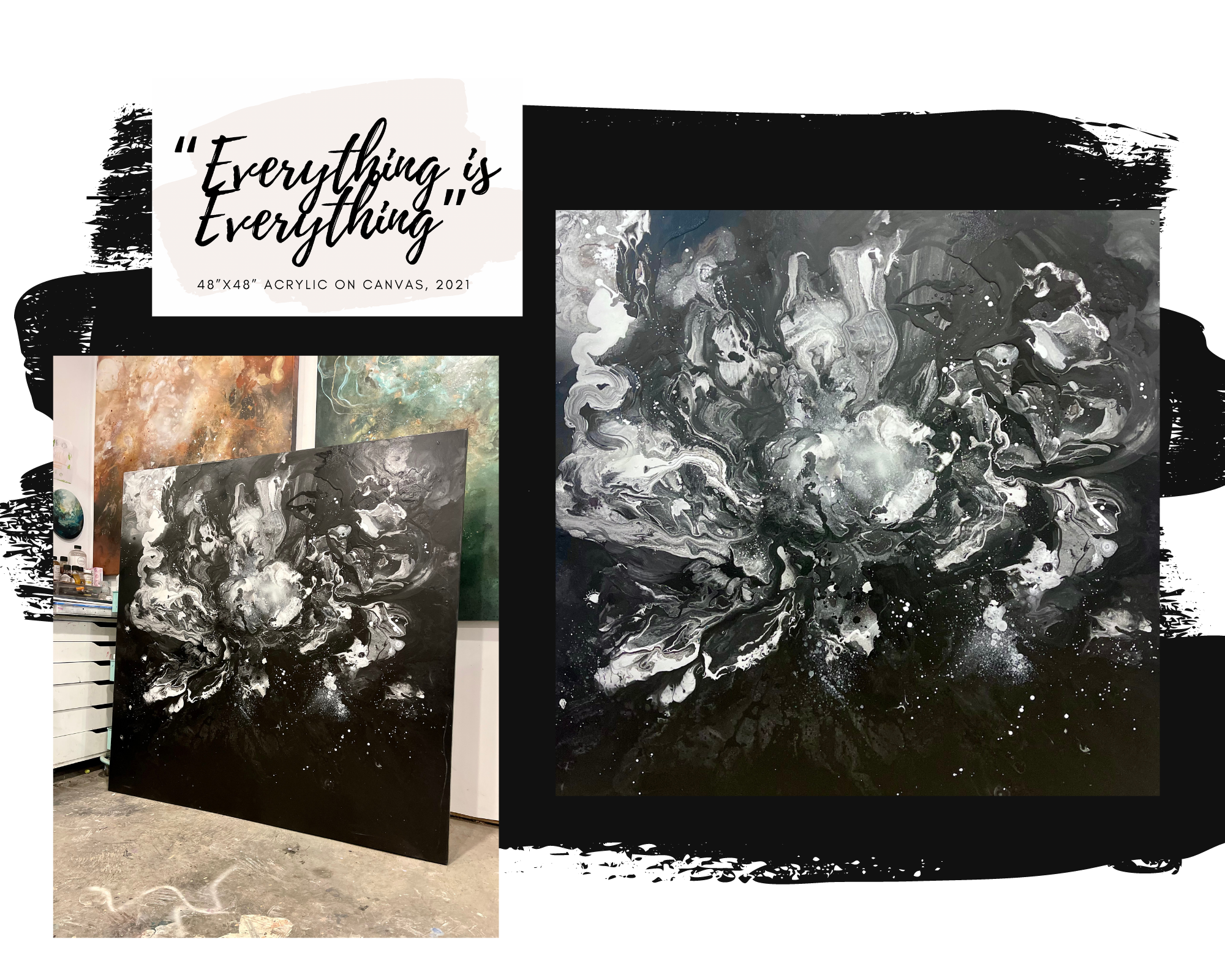 "Everything is Everything" 48"x48" Acrylic & Mixed Media on canvas, 2021, $4,800