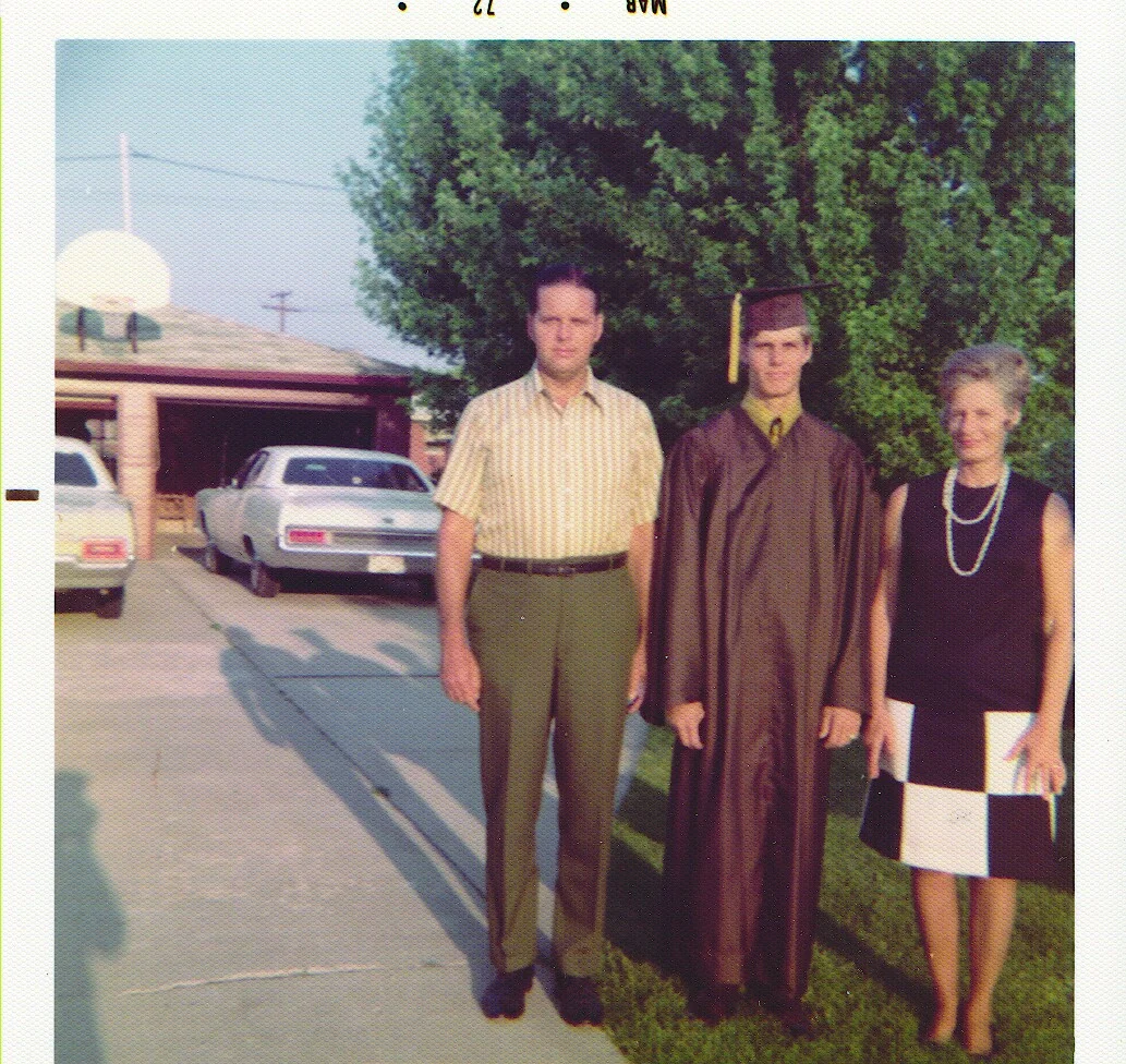 Jack, Mark, Linda Mark's graduation from Speedway High June 1971.jpg