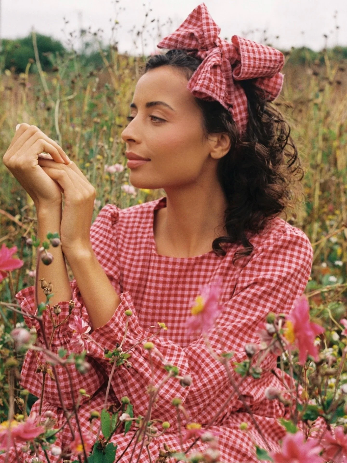 A beautiful moment with Mazey in the garden for Heart &amp; Daisy&rsquo;s new collection - which is as glorious as ever! 
@heartanddaisy 
Shot on film by @katylawrencefilm 
Assisted by @iamlourobertson 
Model @mazeyjune 
Makeup by me ❤️ using @faceat