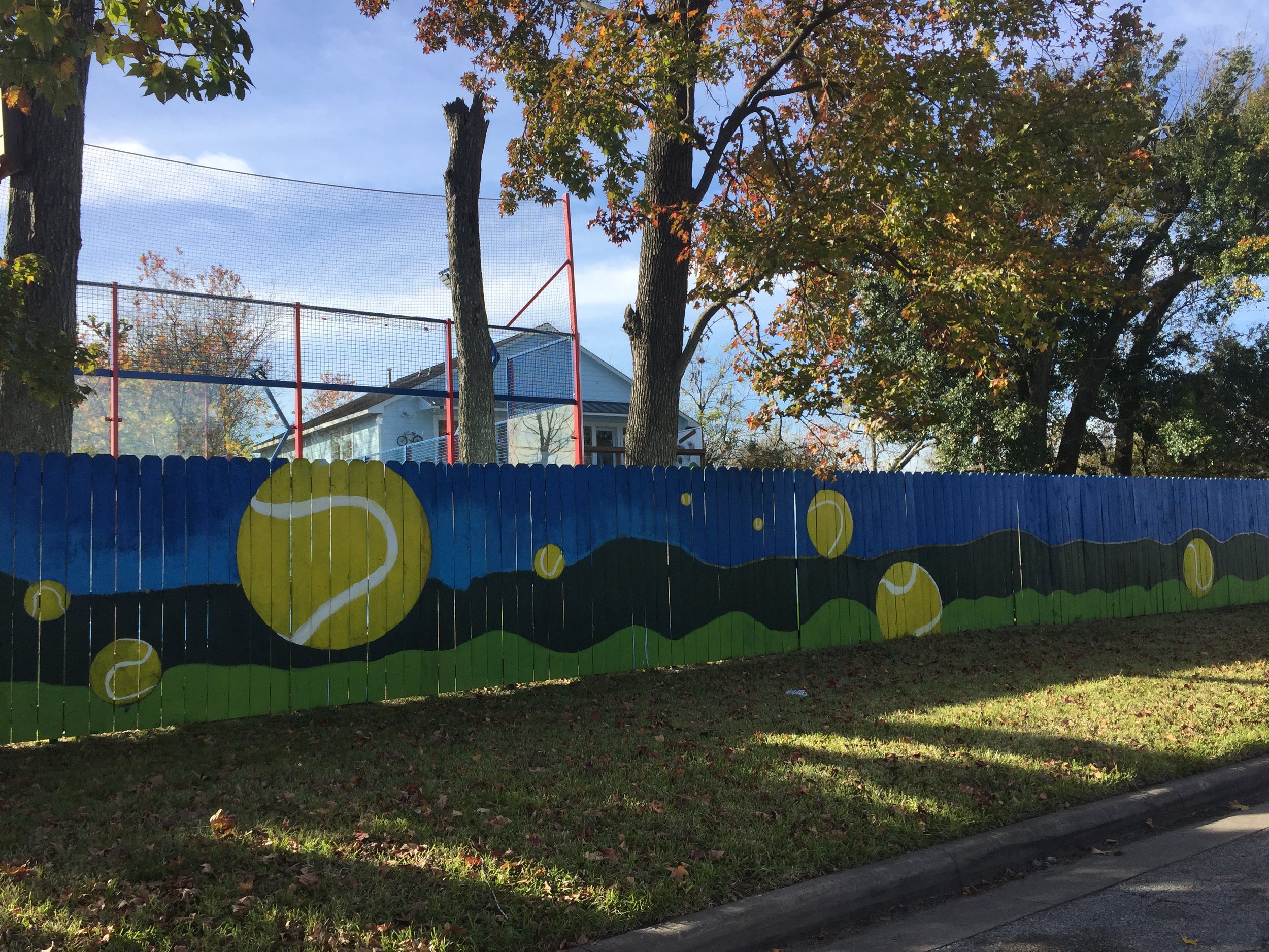 Sports complex Tennis Ball Mural. Student project