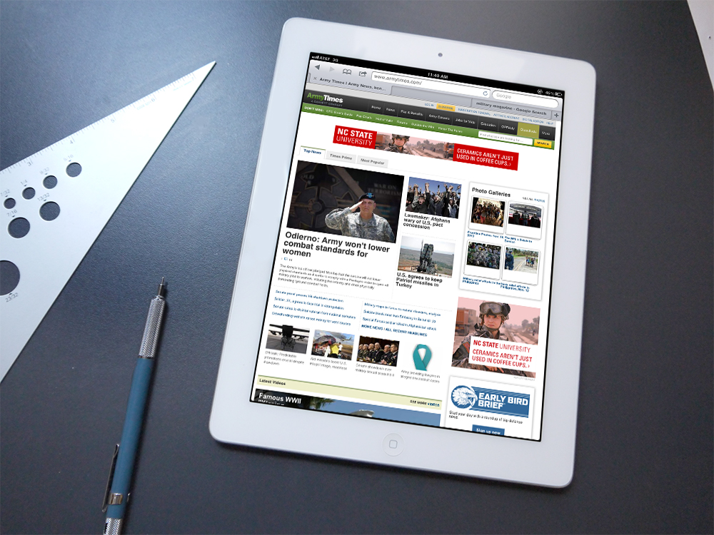 Exploratory digital advertisement targeted to a military-based audience.